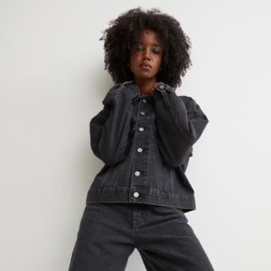 Oversized black denim jacket